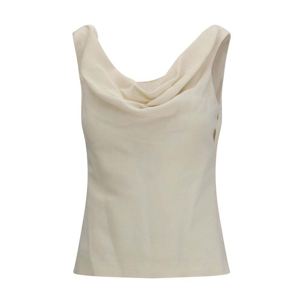 Brunello Cucinelli beige viscose blouse-1