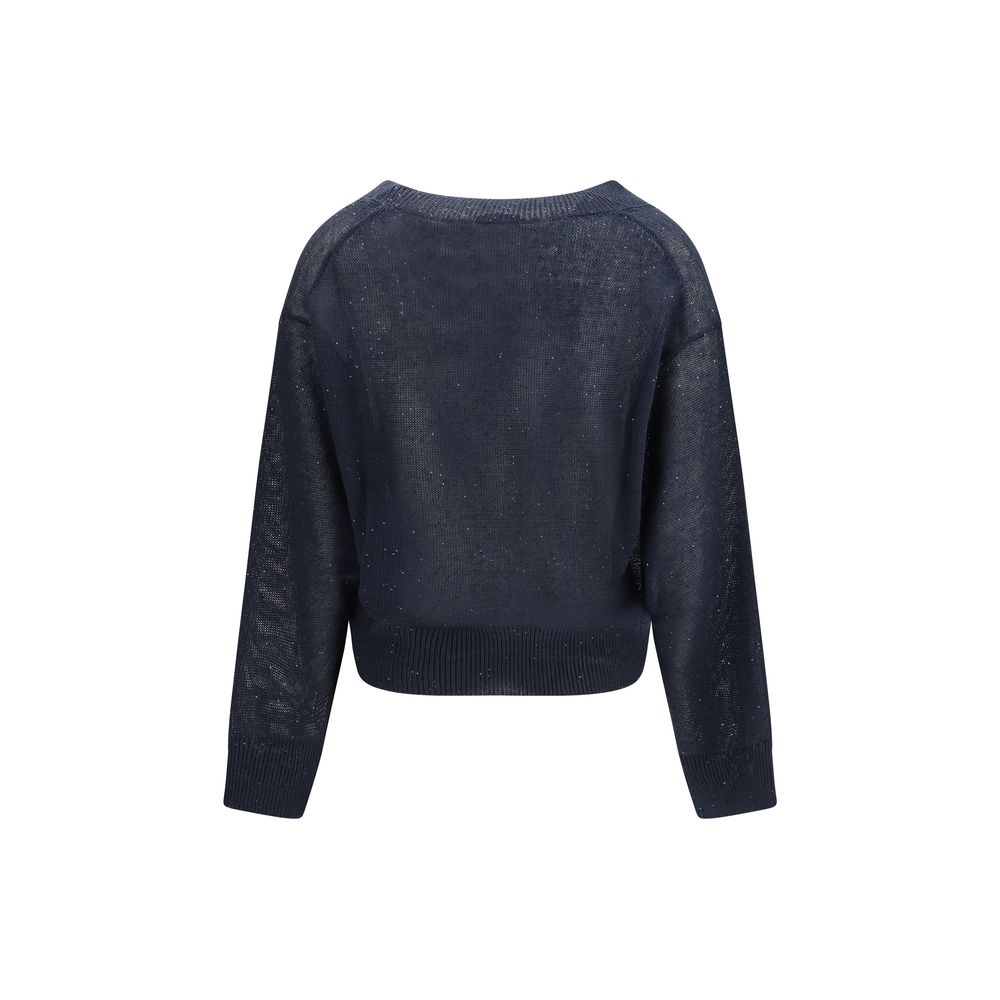 Brunello Cucinelli Blue Linen Sweatshirt-2