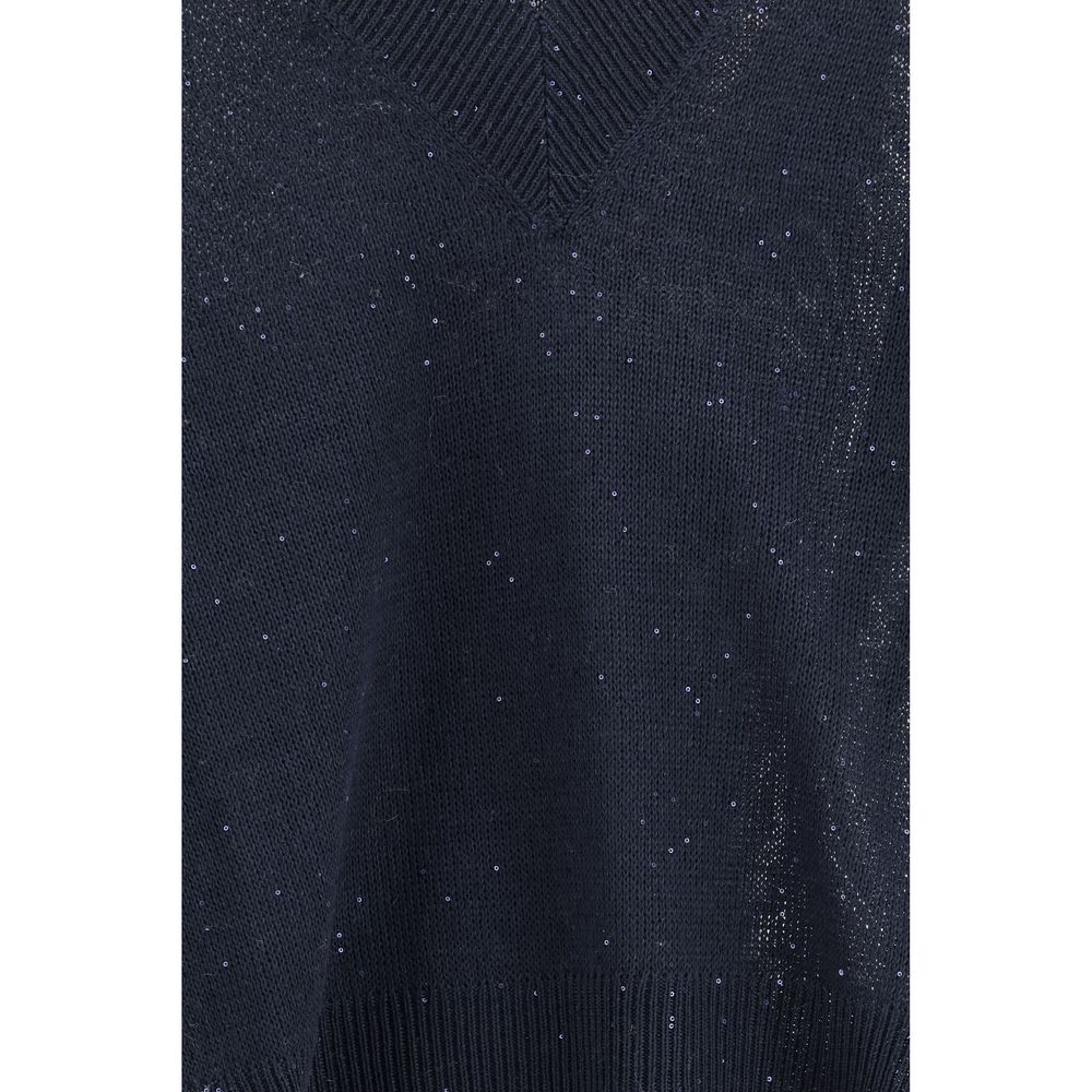 Brunello Cucinelli Blue Linen Sweatshirt-3