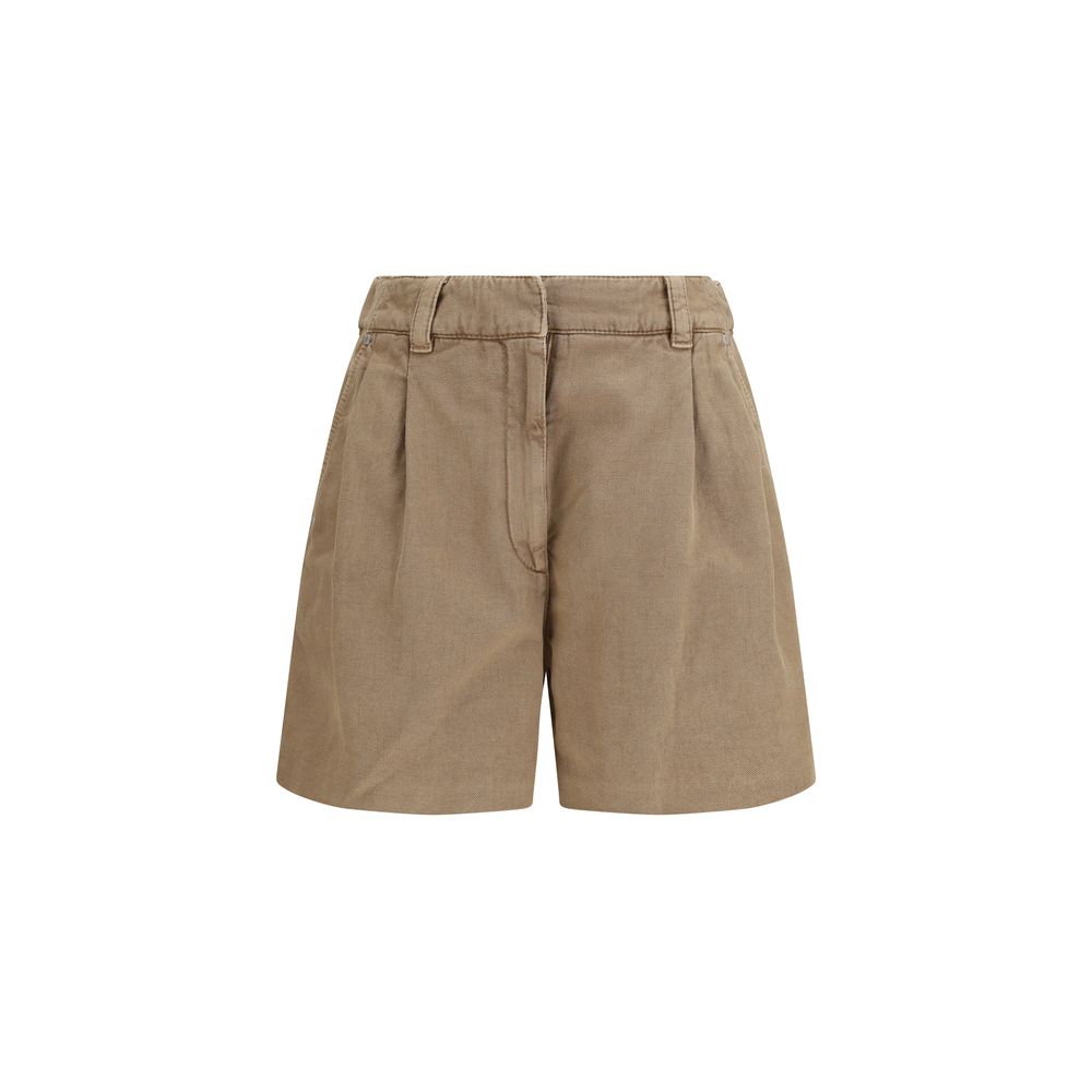 Brunello Cucinelli Beige Cotton Bermuda Shorts-1