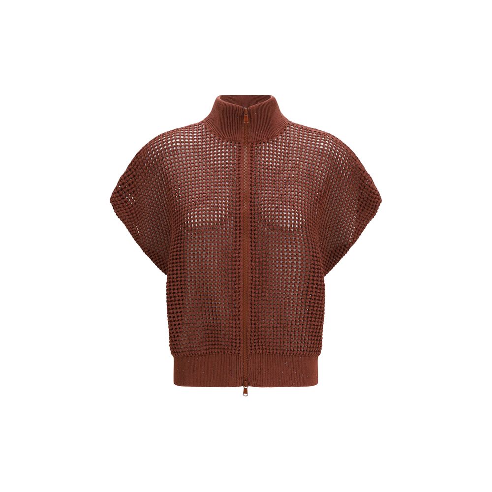 Brunello Cucinelli Bordeaux Baumwoll-Sweatshirt-1