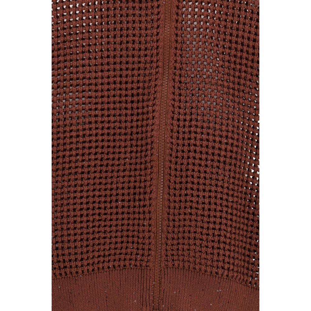 Brunello Cucinelli Bordeaux Baumwoll-Sweatshirt-3