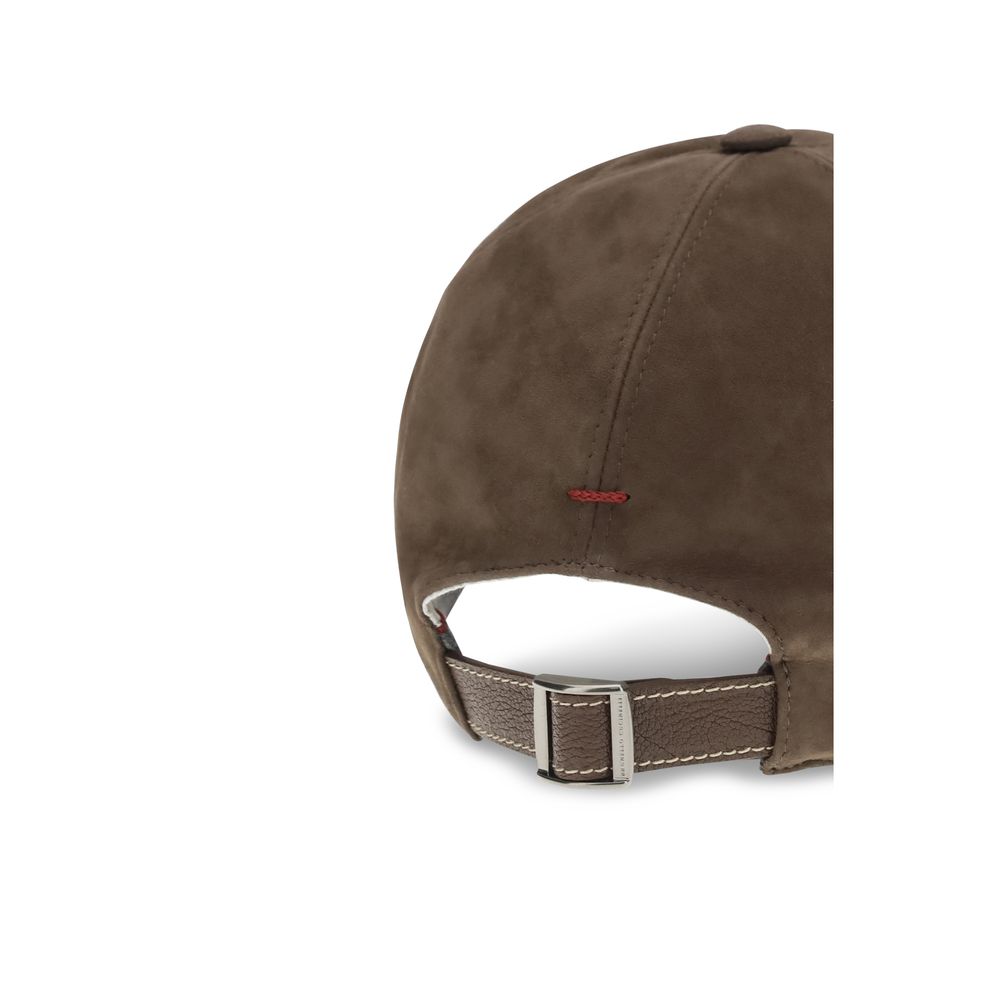Brunello Cucinelli Brauner Kalbsleder Bos Taurus Cap (Baseballkappe)-3