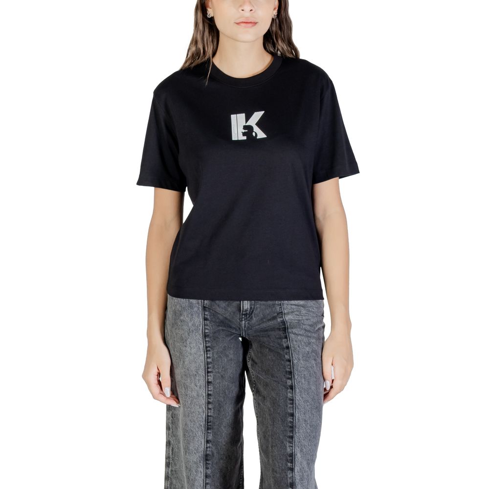 Karl Lagerfeld Schwarzes Baumwoll-T-Shirt