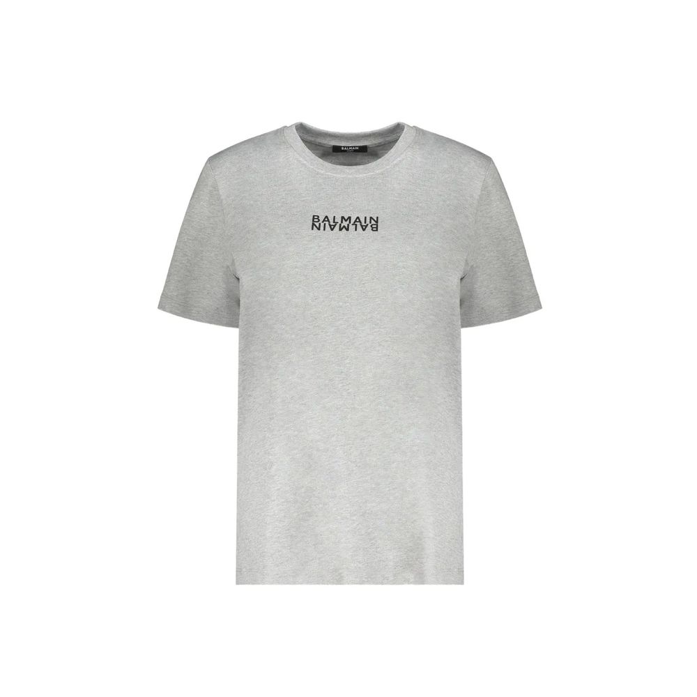 Balmain Graues Baumwoll-T-Shirt