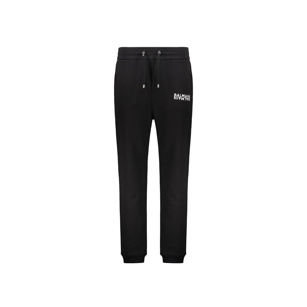 Balmain Black Cotton Jogging Pants (Tracksuit Bottoms)-1