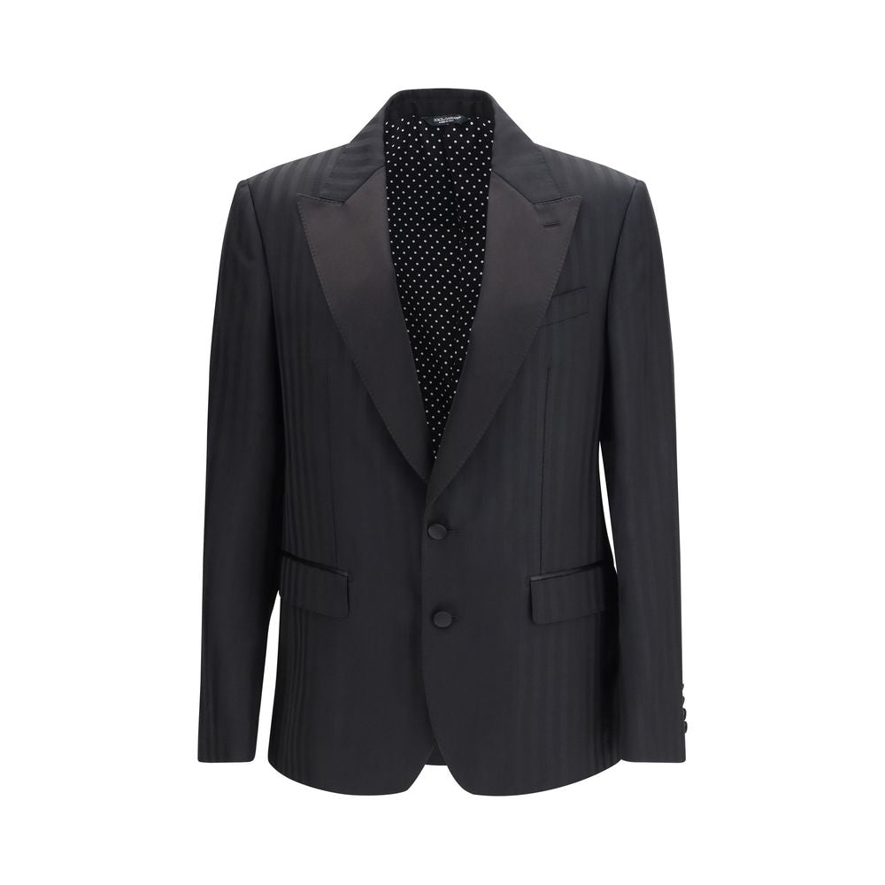 Dolce & Gabbana Schwarzer Blazer aus Fleece-Wolle-1
