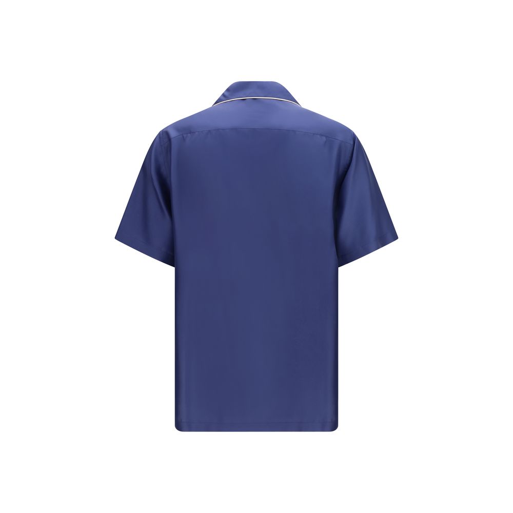 Dolce & Gabbana Blaues Seidenhemd mit kurzen Ärmeln-2