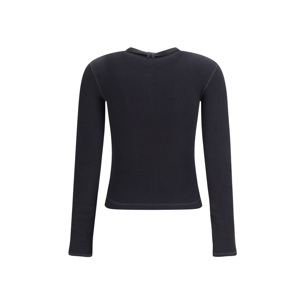 Diesel Schwarzes Baumwoll-Langarmshirt-2