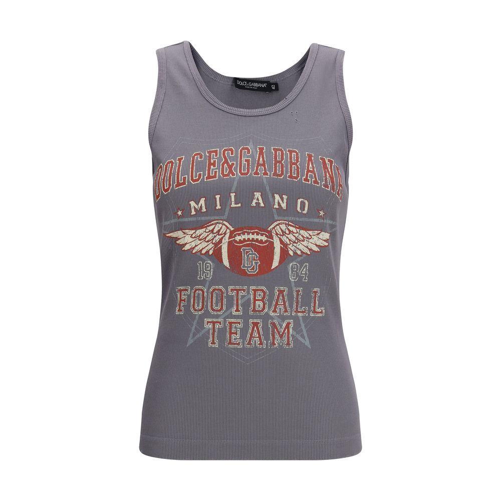Dolce & Gabbana Grey Cotton Tank Tops
