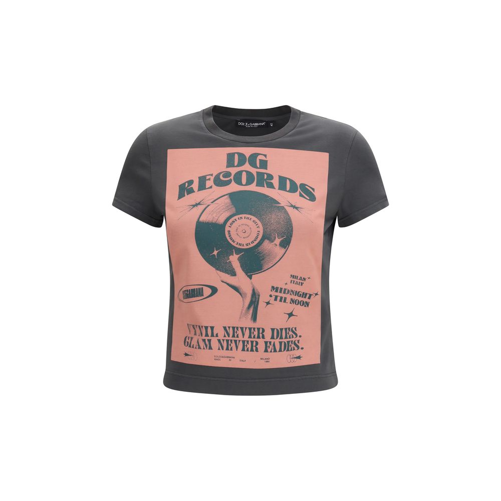 Dolce & Gabbana Grey Cotton T-Shirt