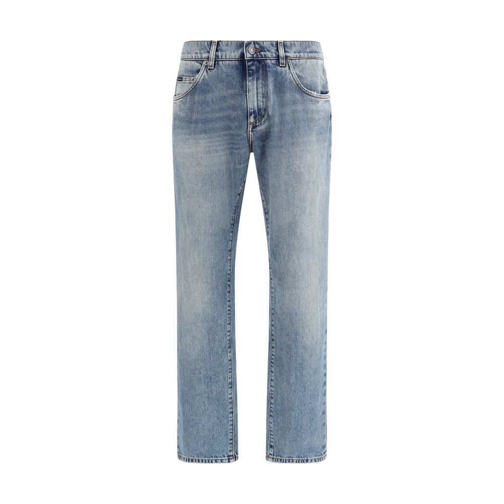 Dolce & Gabbana Blaue Jeans aus Baumwolle im geraden Schnitt