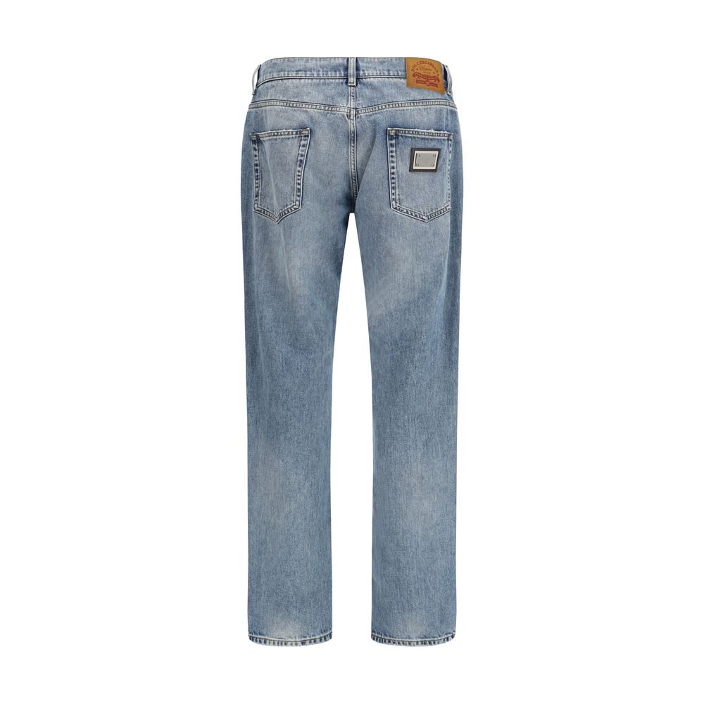 Dolce & Gabbana Blue Straight-Leg Cotton Jeans-2