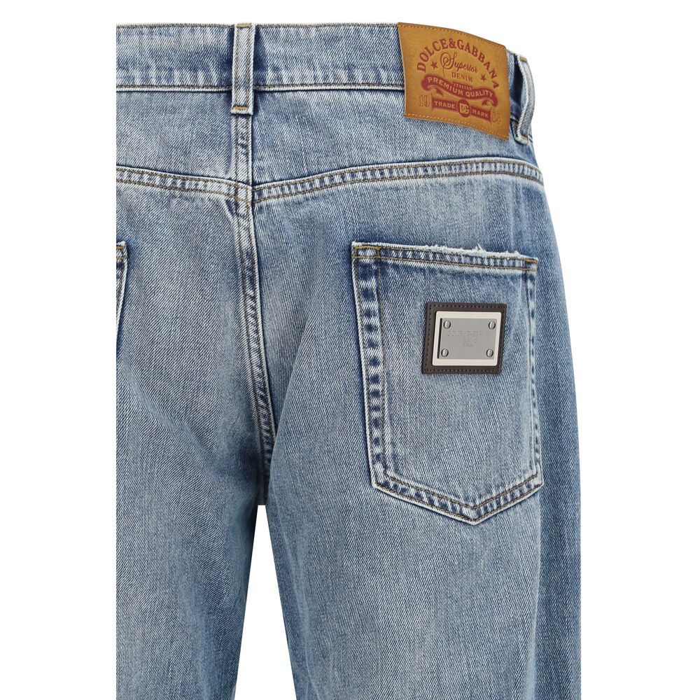 Dolce & Gabbana Blue Straight-Leg Cotton Jeans-3