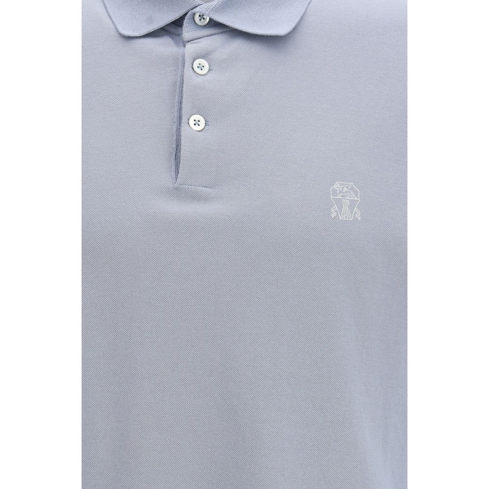 Brunello Cucinelli Blue Cotton Polo Shirt-3