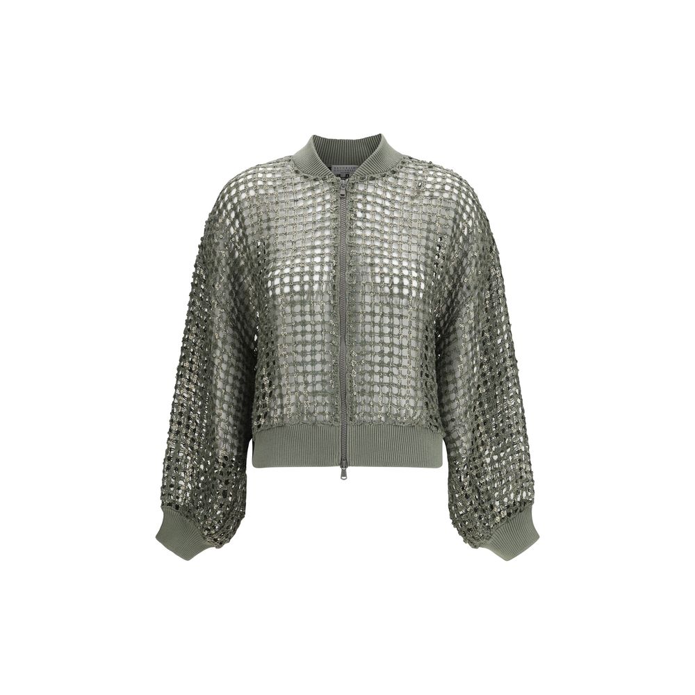 Brunello Cucinelli Zweifarbige Seiden Bomberjacke