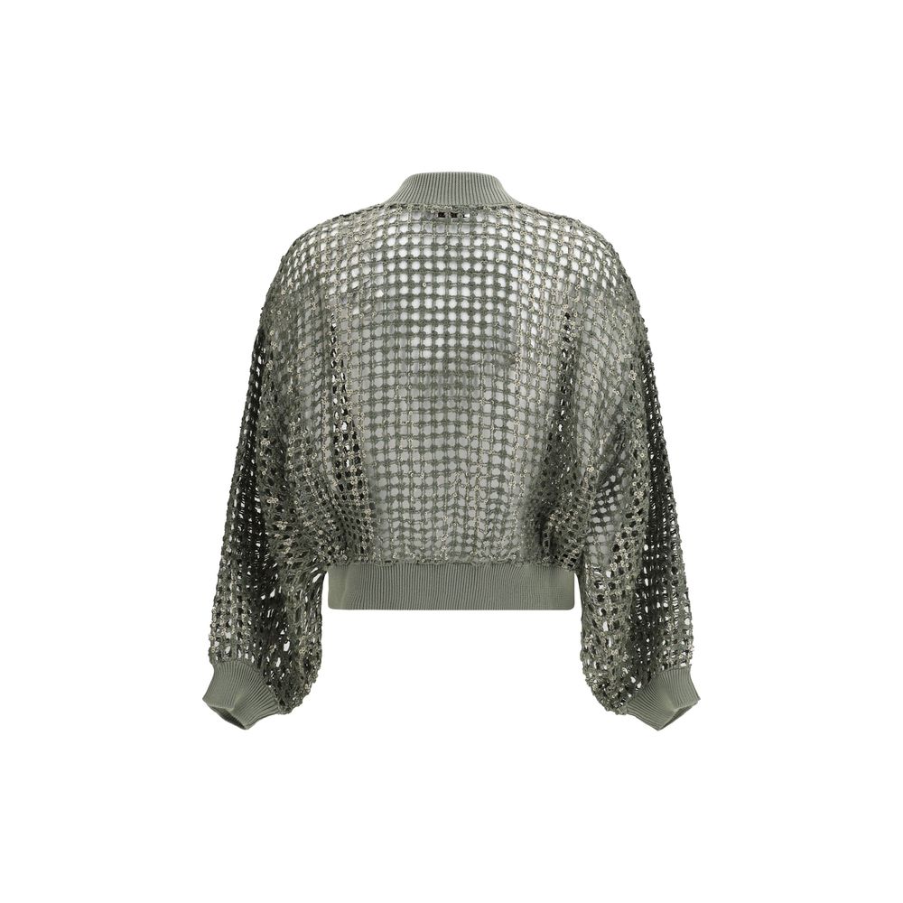 Brunello Cucinelli Zweifarbige Seiden Bomberjacke-2