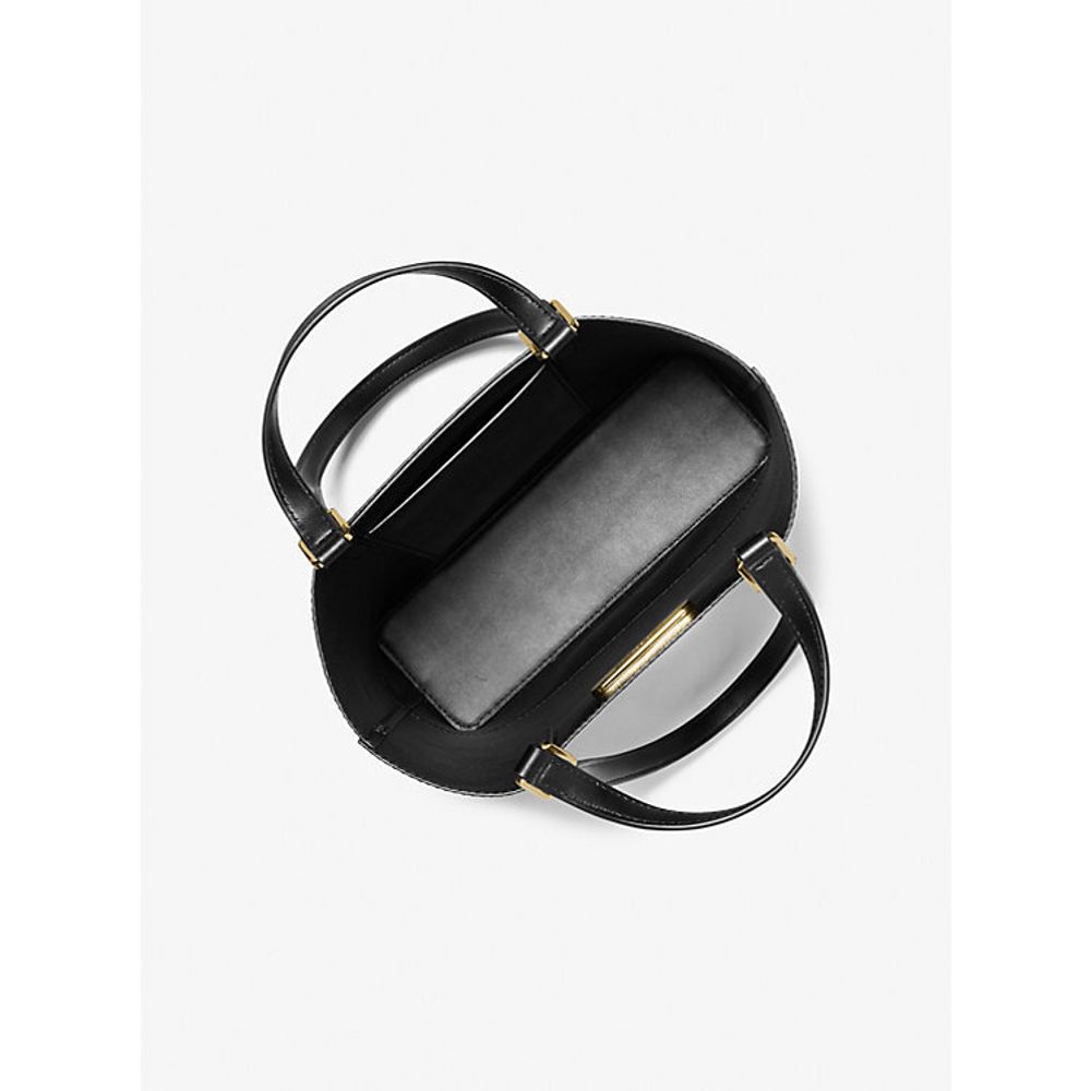 Michael Kors Schwarze Leder Schultertasche-2