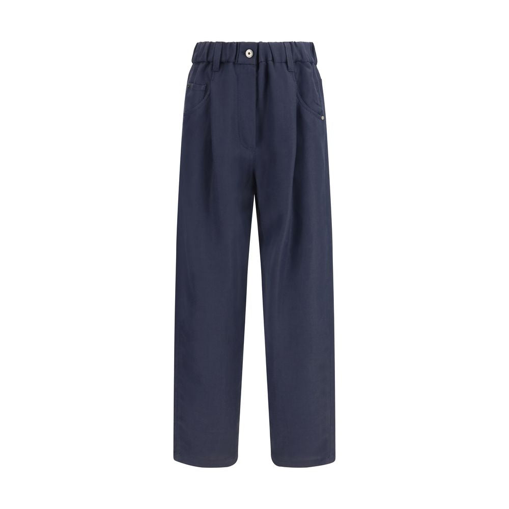 Brunello Cucinelli Blaue Freizeithose aus Viskose-1