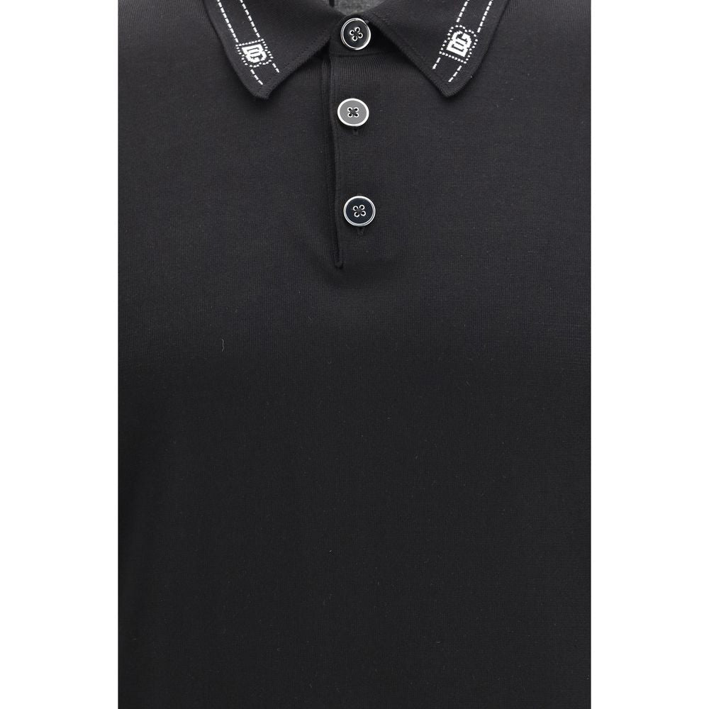 Dolce & Gabbana Black Silk Polo Shirt-3