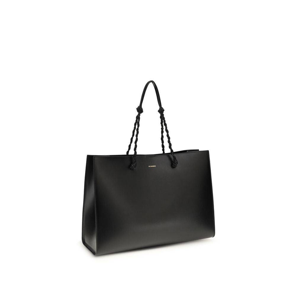 Jil Sander Schwarze Bos Taurus Kalbsleder Schultertasche-2