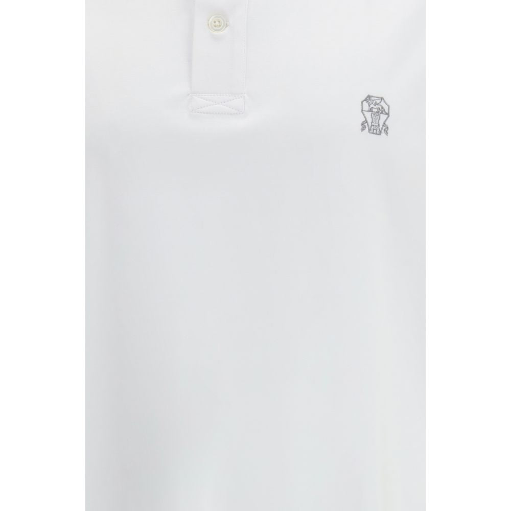 Brunello Cucinelli White Cotton Polo Shirt-3