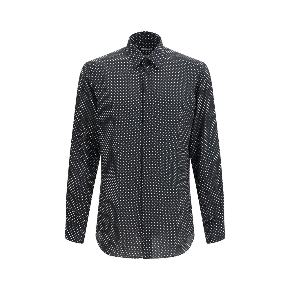 Tom Ford Black Shirt with Silk Pattern-1