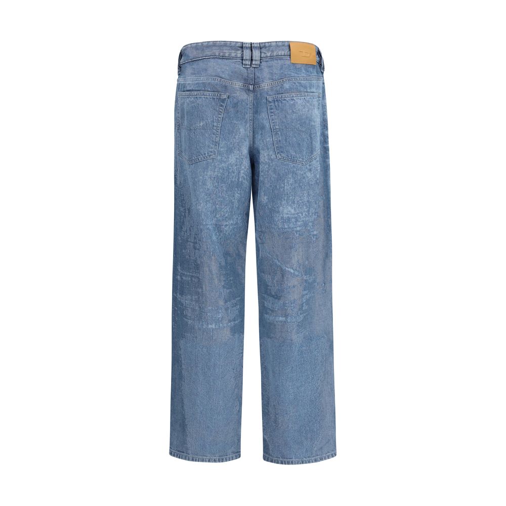 Diesel Blue Cotton Straight-Leg Jeans-2