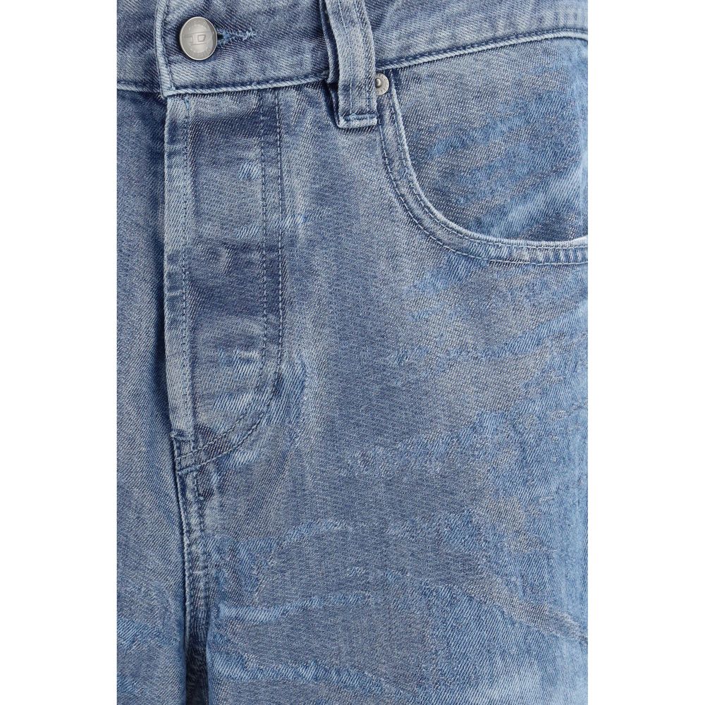 Diesel Blue Cotton Straight-Leg Jeans-3