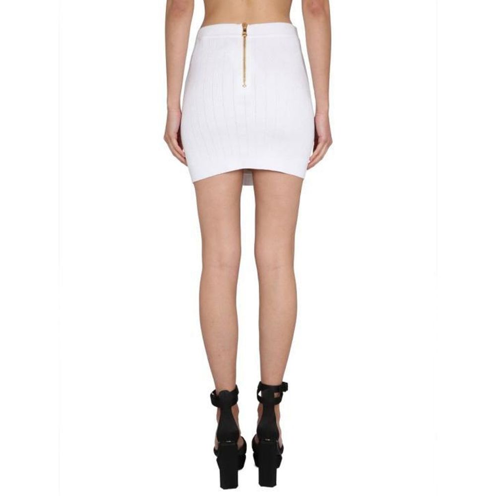 Balmain White Polyester Skirt-3