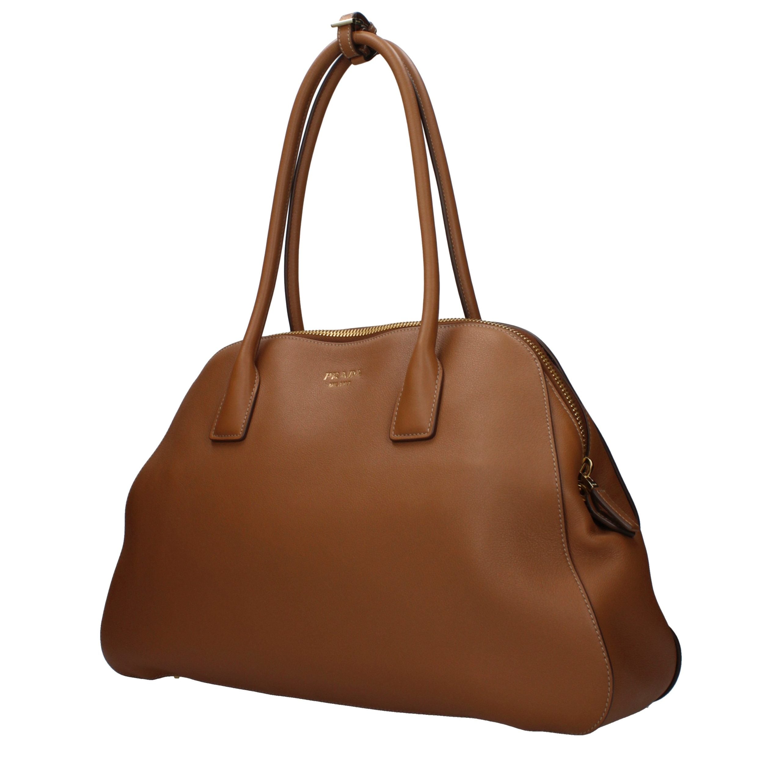 Prada Braune Leder Schultertasche-2