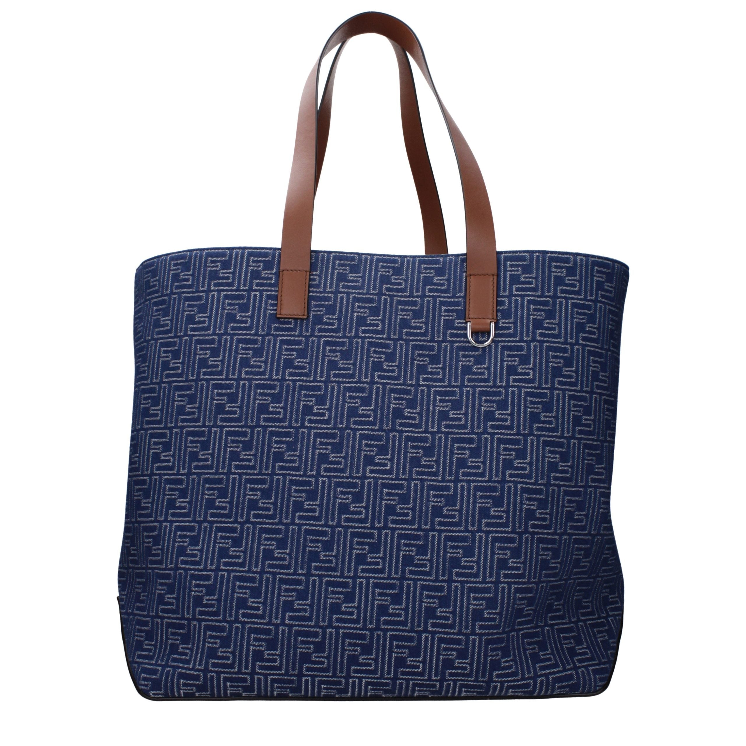 Fendi Blaue Stoff-Umhängetasche-3