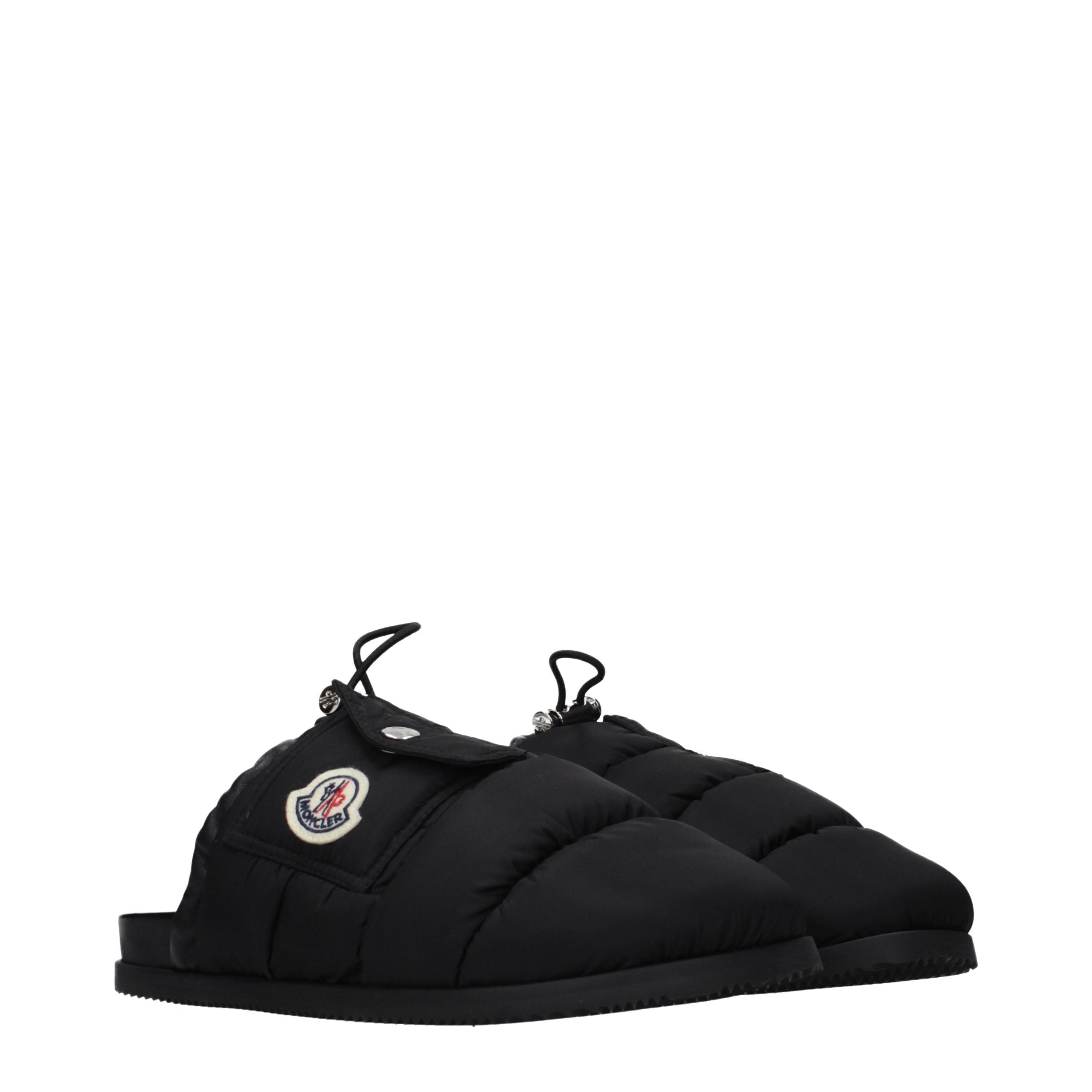 Moncler Schwarze Stoff-Slipper-2