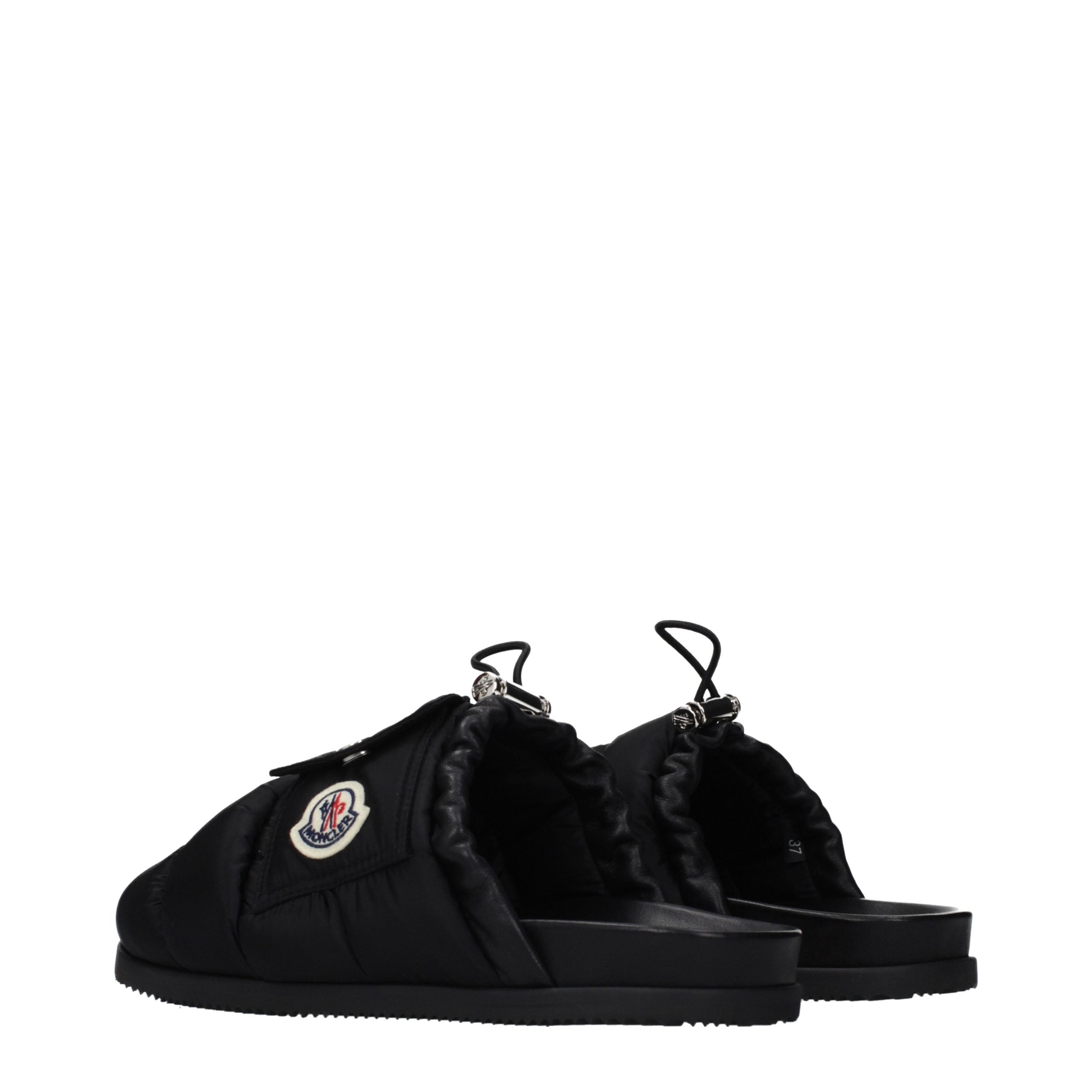 Moncler Schwarze Stoff-Slipper-4