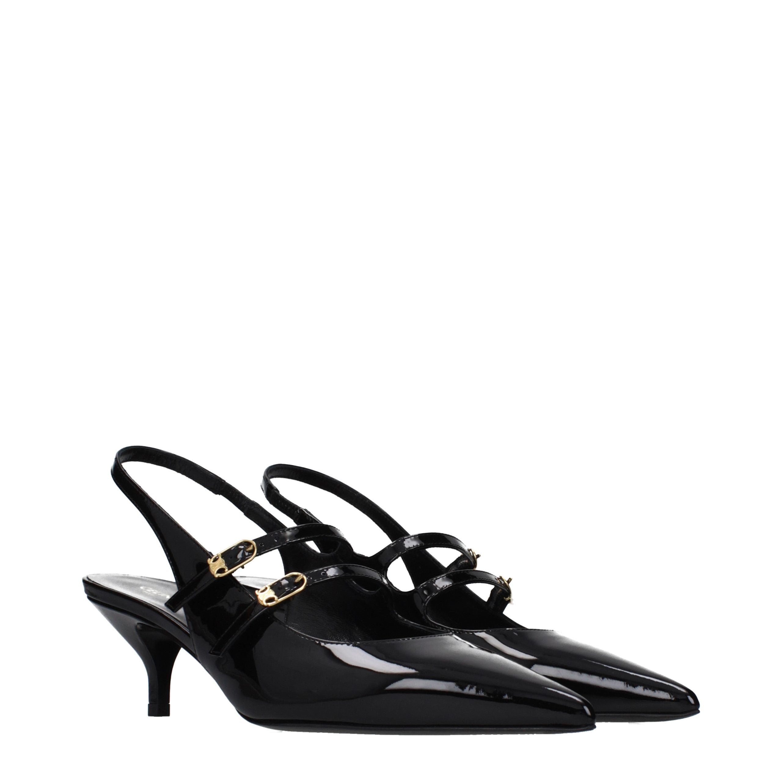 Celine Schwarze Ledersandalen-2