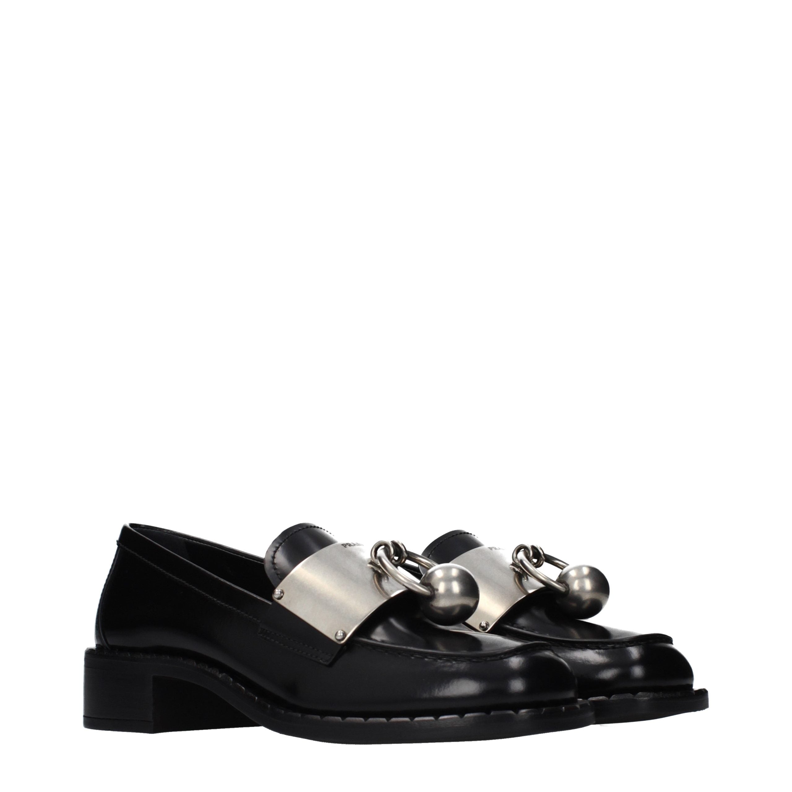 Prada Schwarze Leder Loafer zum Hineinschlüpfen-2