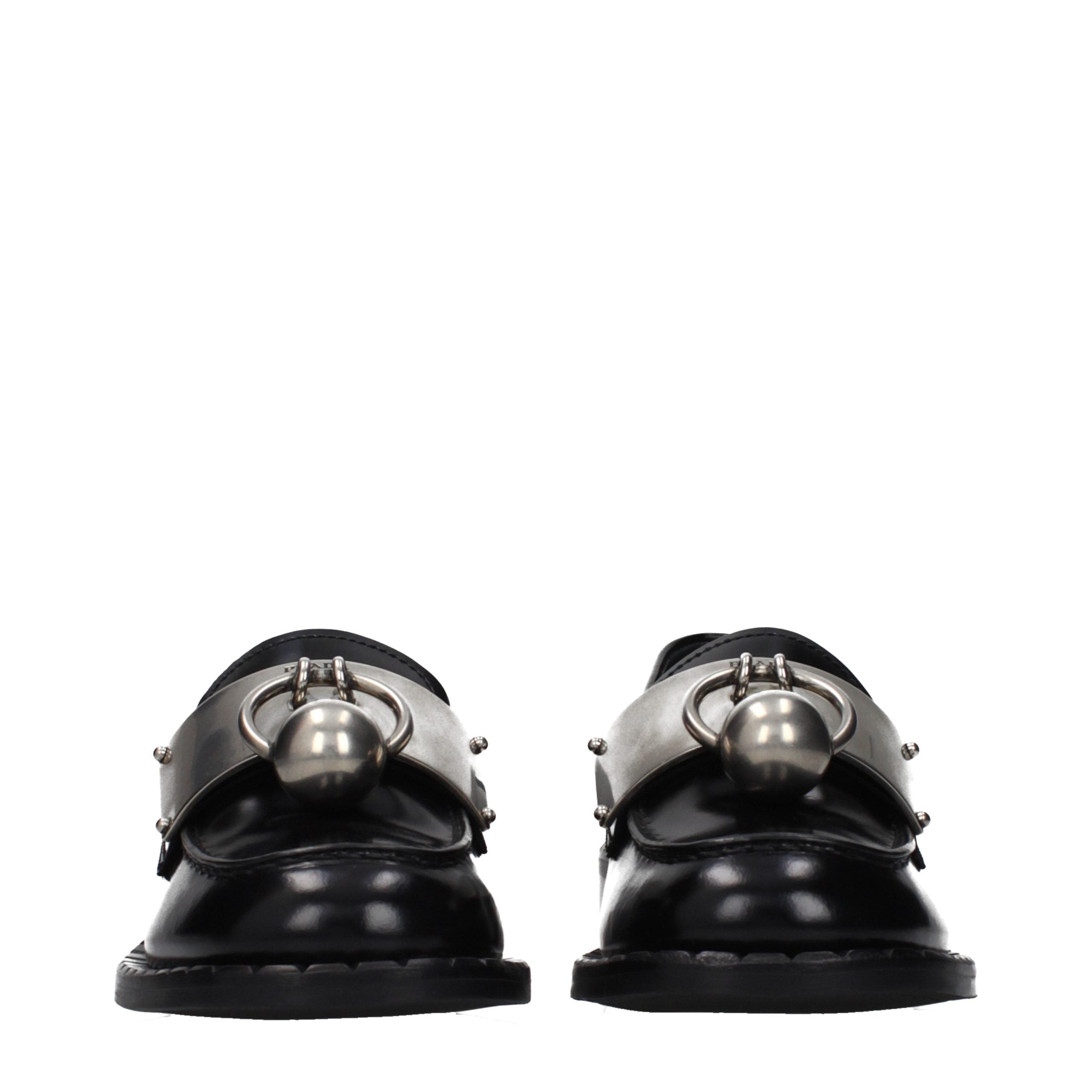 Prada Schwarze Leder Loafer zum Hineinschlüpfen-3