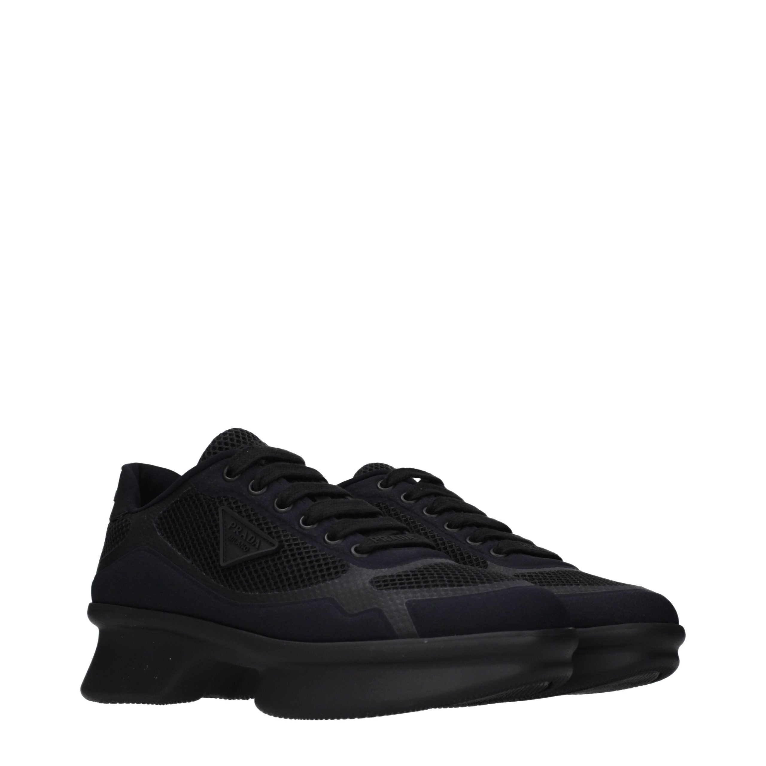 Prada Schwarze Stoff-Sneaker mit niedrigem Schaft-2