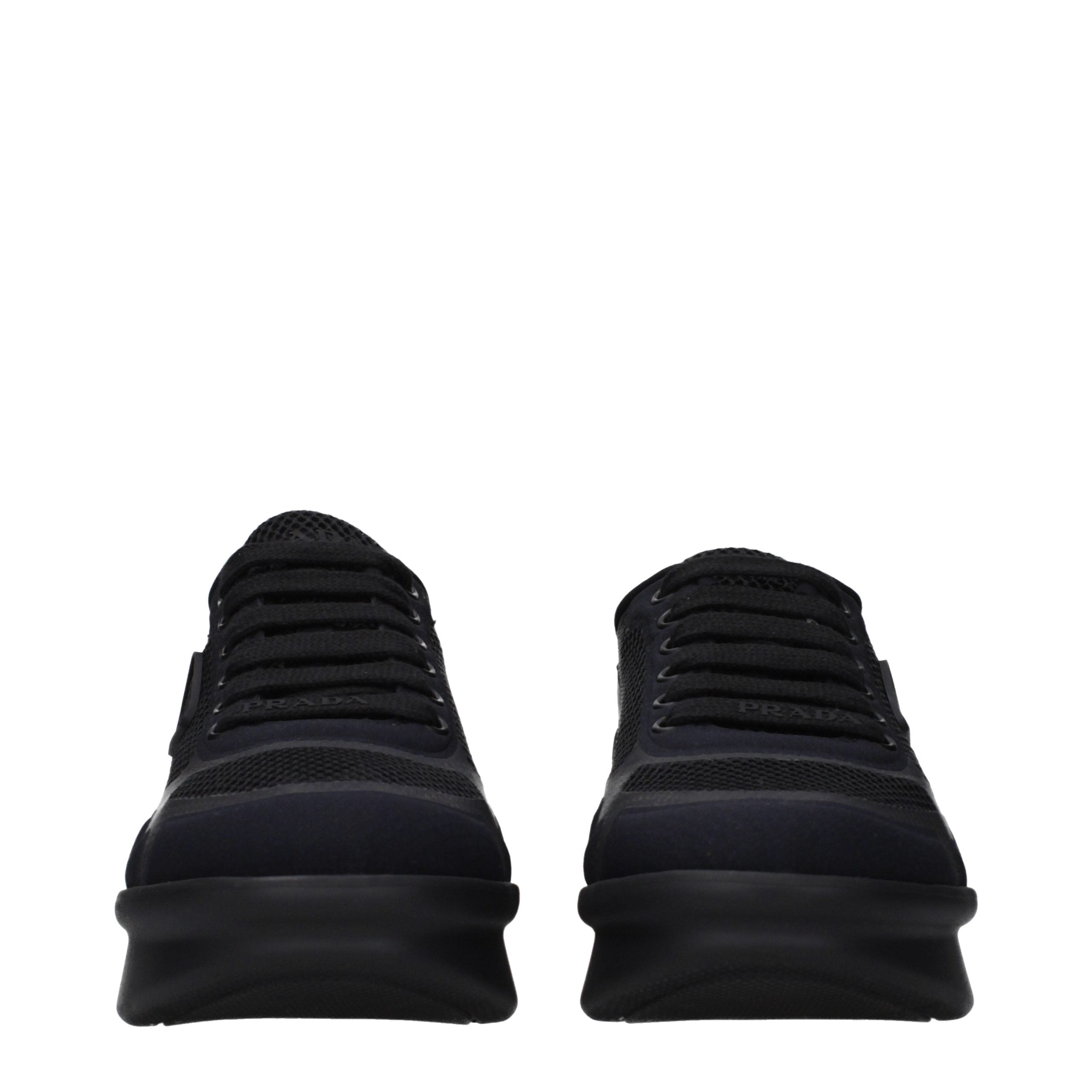 Prada Schwarze Stoff-Sneaker mit niedrigem Schaft-3