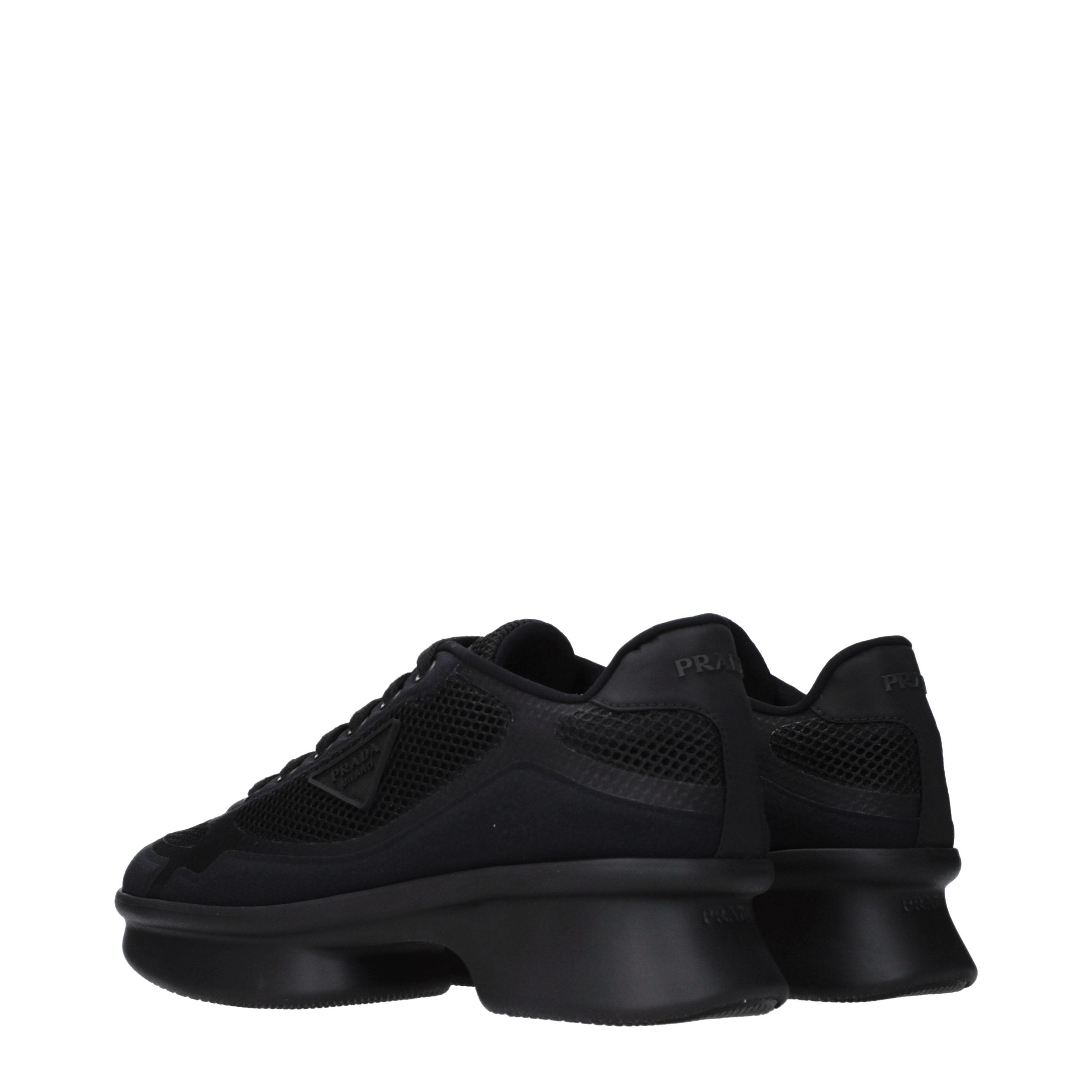 Prada Schwarze Stoff-Sneaker mit niedrigem Schaft-4