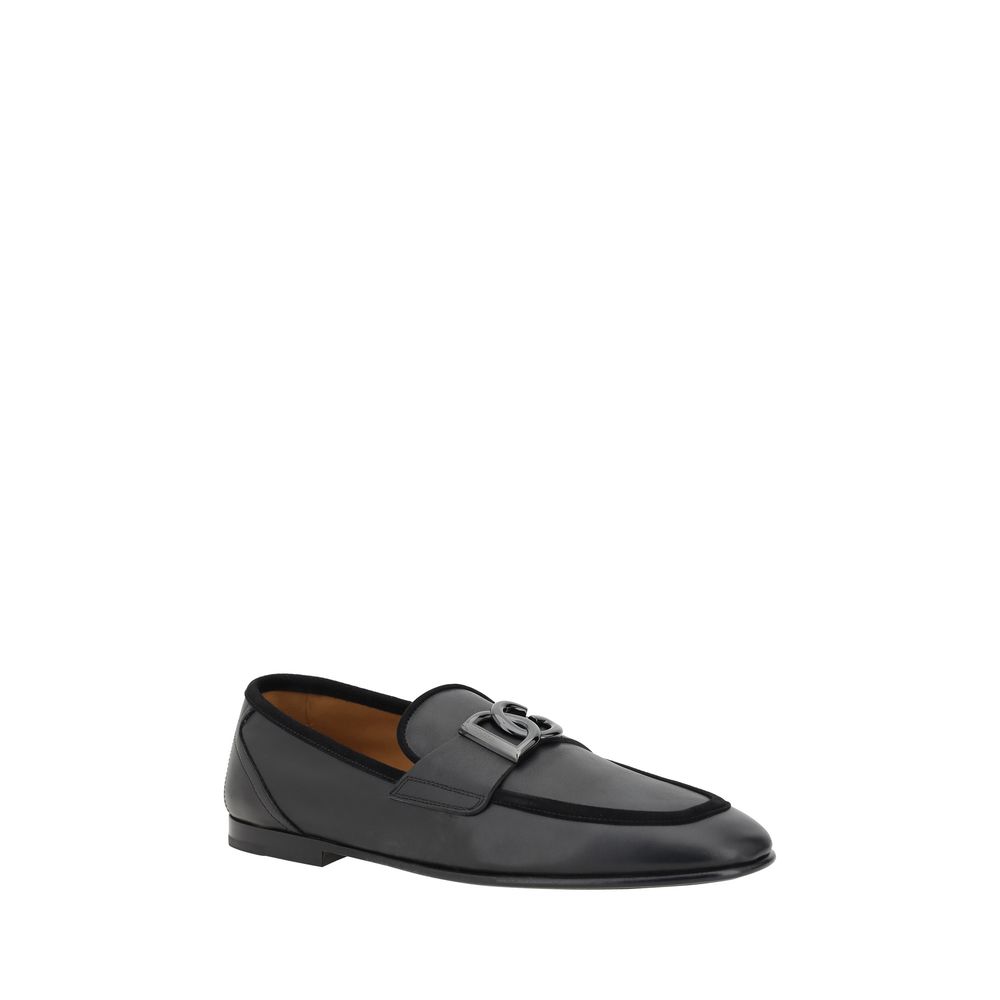 Dolce & Gabbana Bos Taurus black calfskin loafers, slip-on style-2
