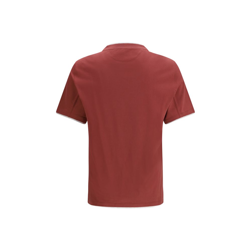 Brunello Cucinelli Bordeaux Baumwoll-T-Shirt-2