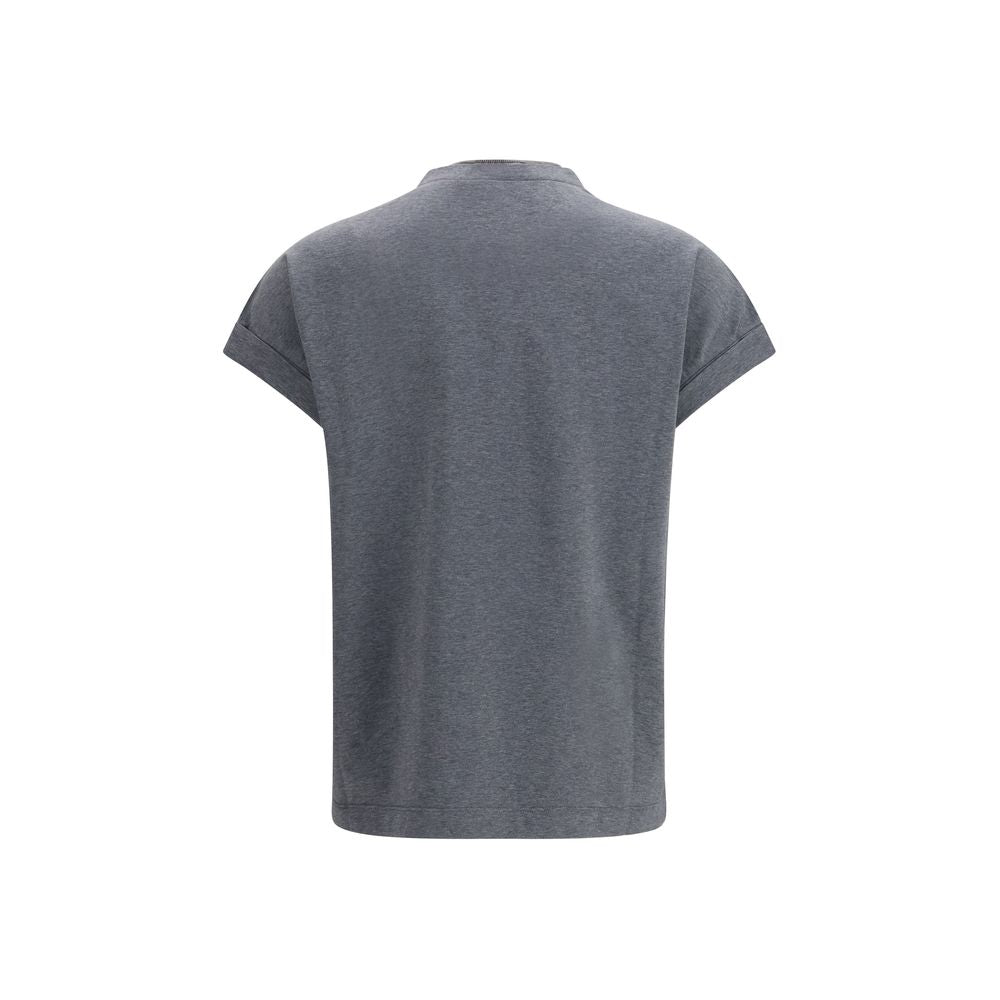 Brunello Cucinelli Graues Baumwoll-T-Shirt-2