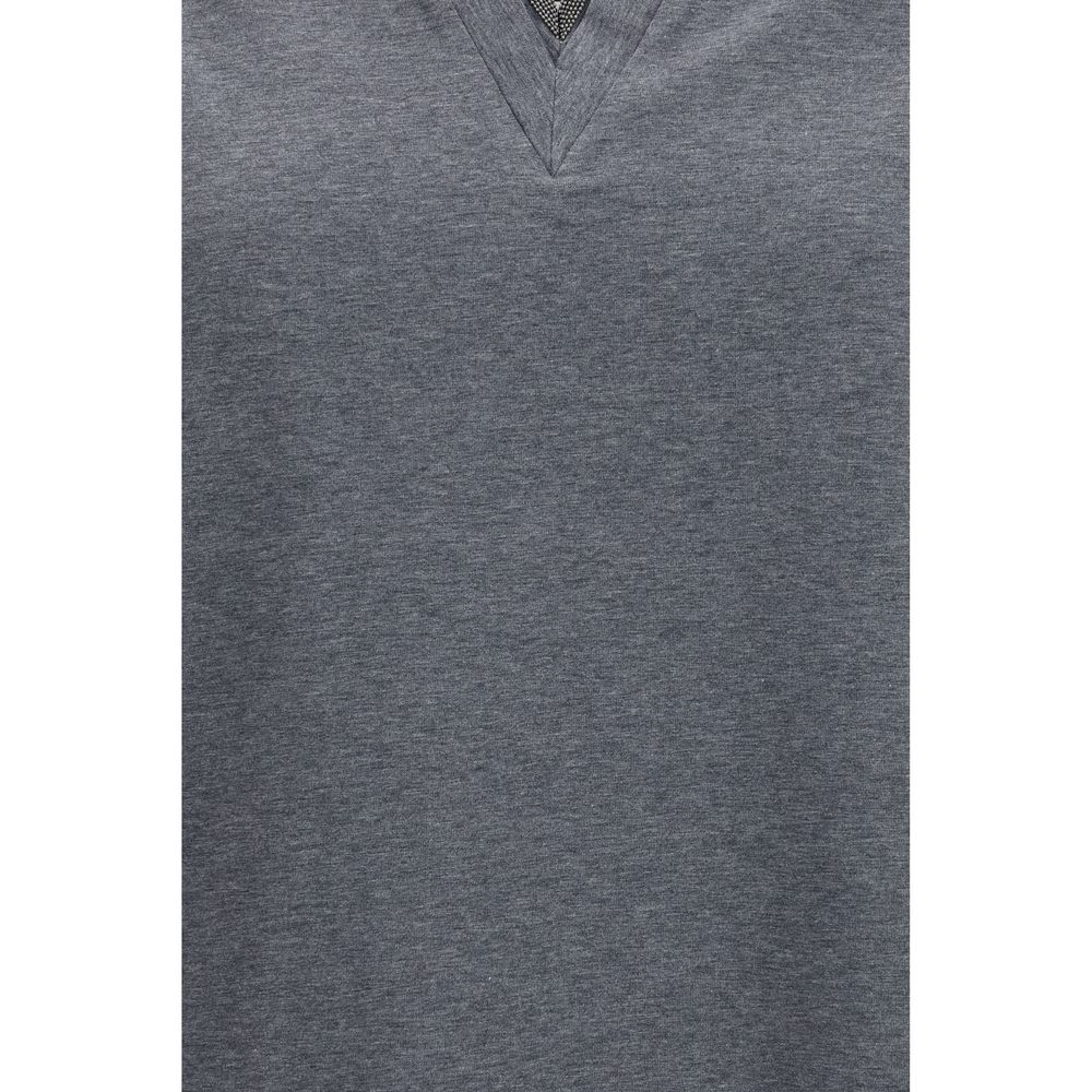 Brunello Cucinelli Graues Baumwoll-T-Shirt-3