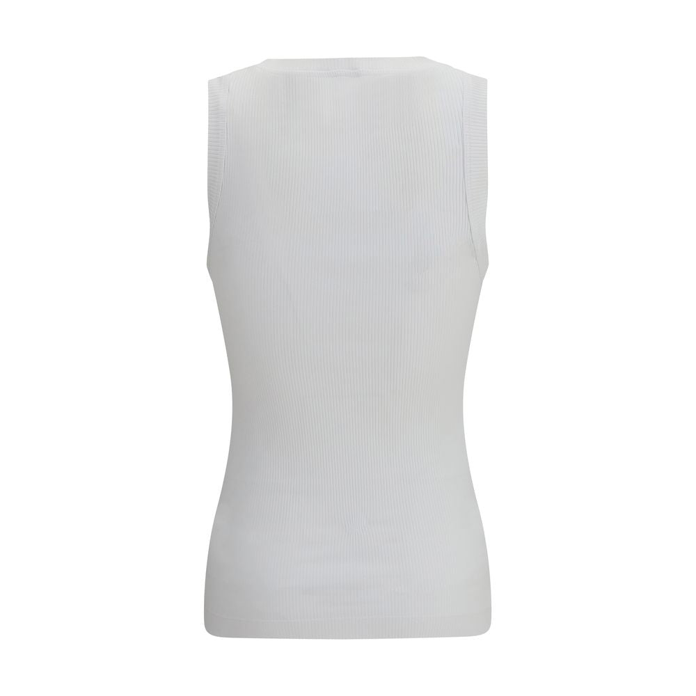Brunello Cucinelli Weißes ärmelloses Baumwoll-T-Shirt-2