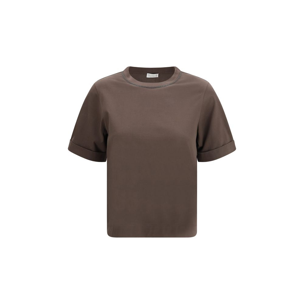 Brunello Cucinelli Braunes Baumwoll-T-Shirt