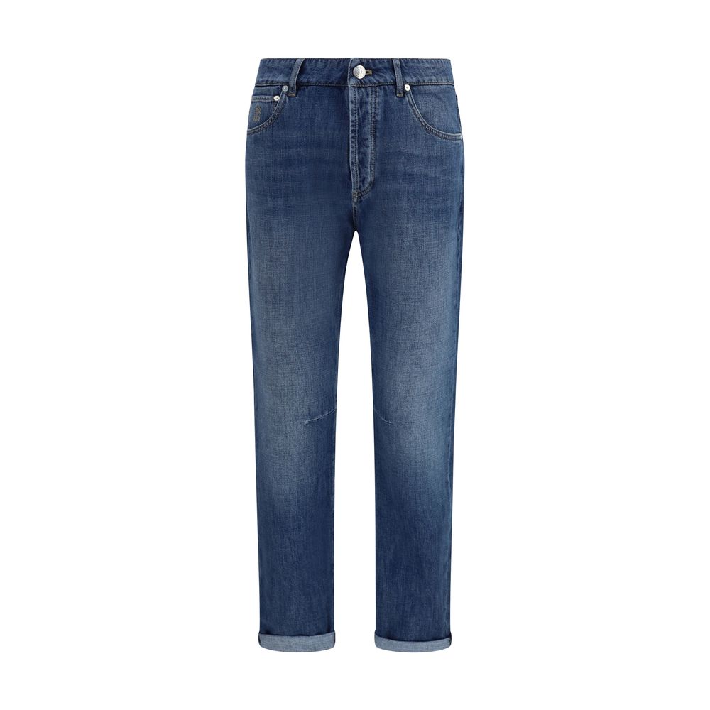 Brunello Cucinelli blue cotton jeans in a straight cut