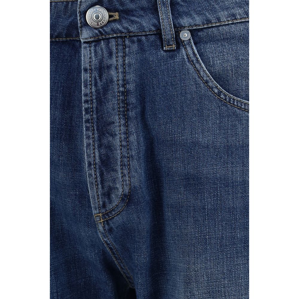 Brunello Cucinelli blue cotton jeans in a straight cut-3