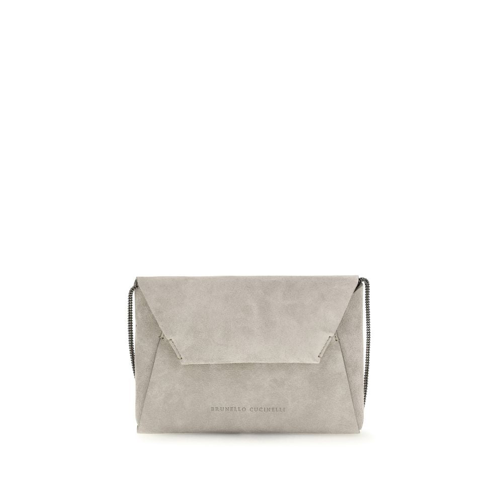 Brunello Cucinelli Grey Bos Taurus Calfskin Shoulder Bag-1