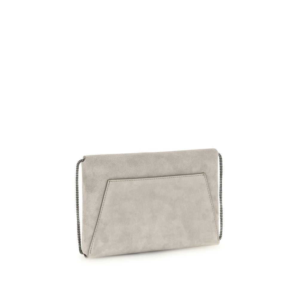 Brunello Cucinelli Grey Bos Taurus Calfskin Shoulder Bag-3